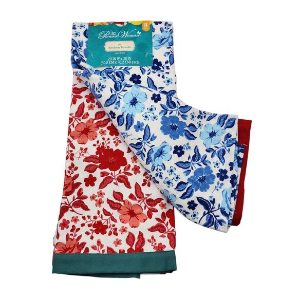 The Pioneer Women Floral Multicolor Cotton Kitchen Towel‎ Set 3pc  20x30in - Picture 15 of 16